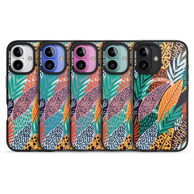 iPhone 16 Pro Max Colourful Leaves Mixture Black Impact Phone Case