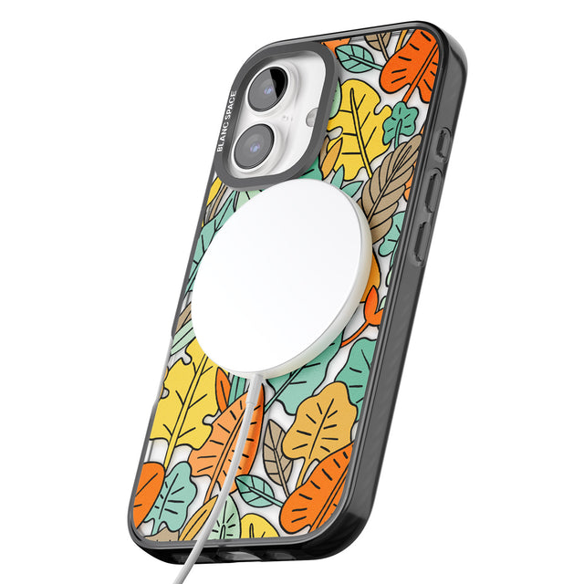 iPhone 16 Pro Max Pastel Toned Autumn Leaves Black Impact Phone Case