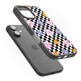 iPhone 16 Pro Max Checkered Blossom Black Impact Phone Case