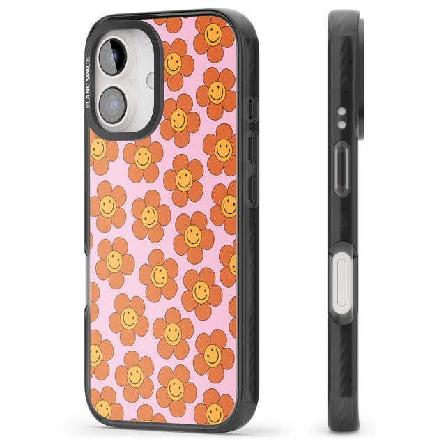 iPhone 16 Pro Max Floral Smiles Black Impact Phone Case