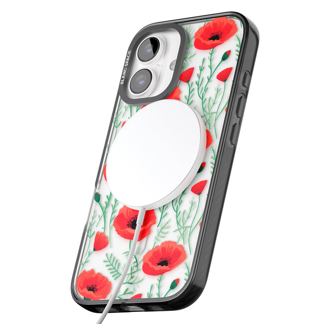 iPhone 16 Pro Max Poppy Garden Black Impact Phone Case