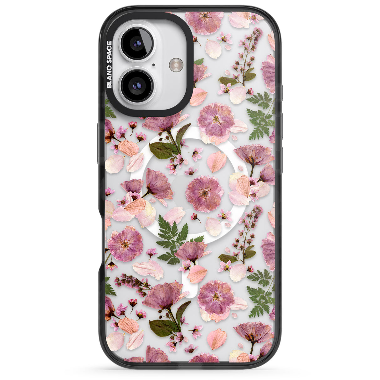 iPhone 16 Pro Max Floral Menagerie Transparent Design Black Impact Phone Case