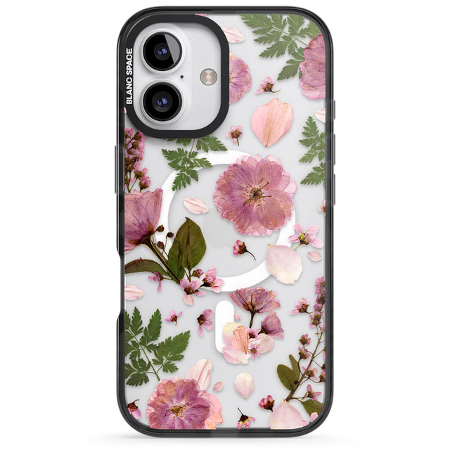 iPhone 16 Pro Max Natural Arrangement of Flowers & Leaves Design Black Impact Phone Case