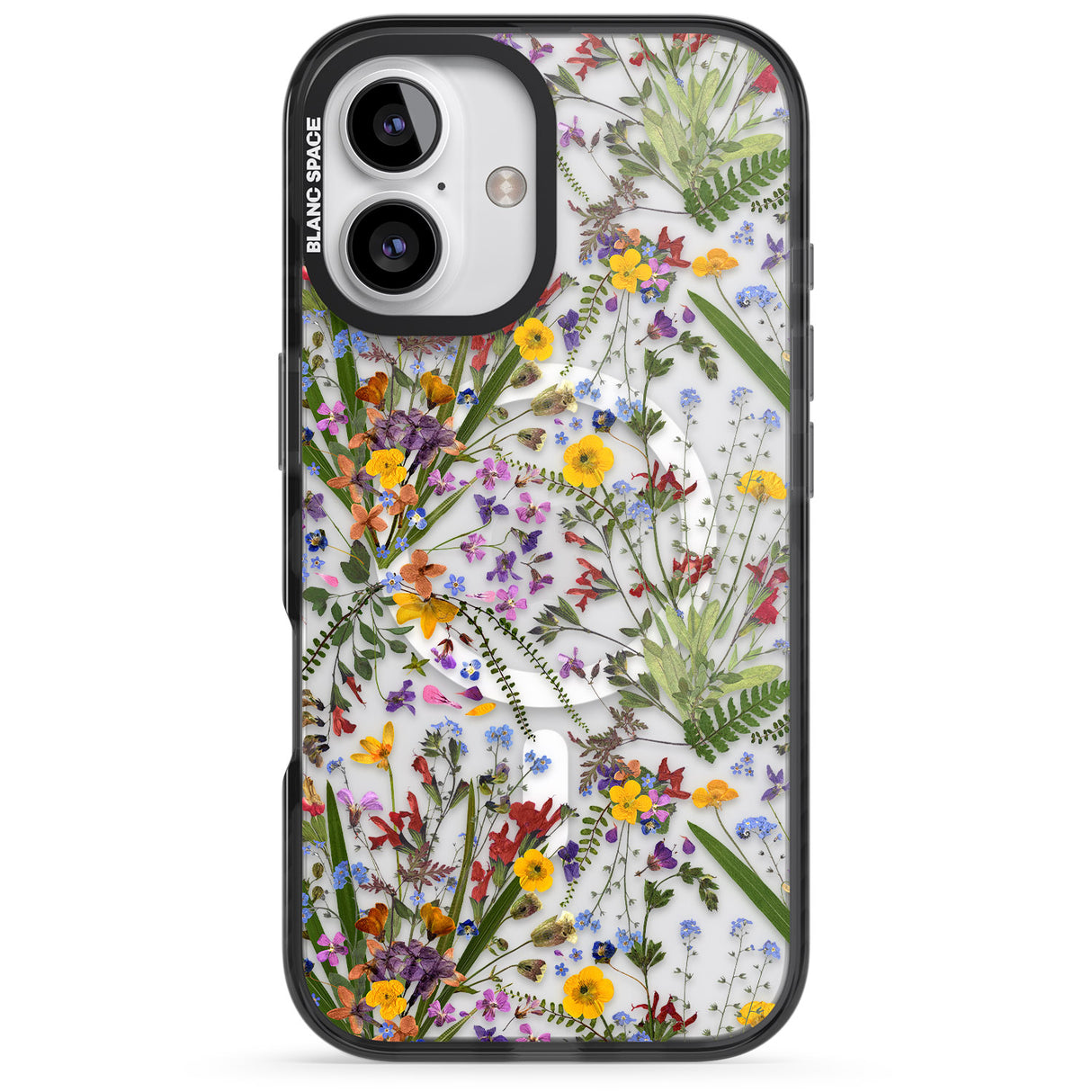 iPhone 16 Pro Max Wildflower & Leaves Black Impact Phone Case