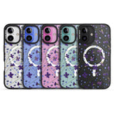 iPhone 16 Pro Max Violet & Blue Floral Pattern Design Black Impact Phone Case