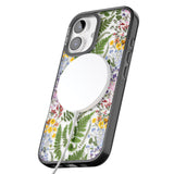 iPhone 16 Pro Max Busy Floral and Fern Design Black Impact Phone Case