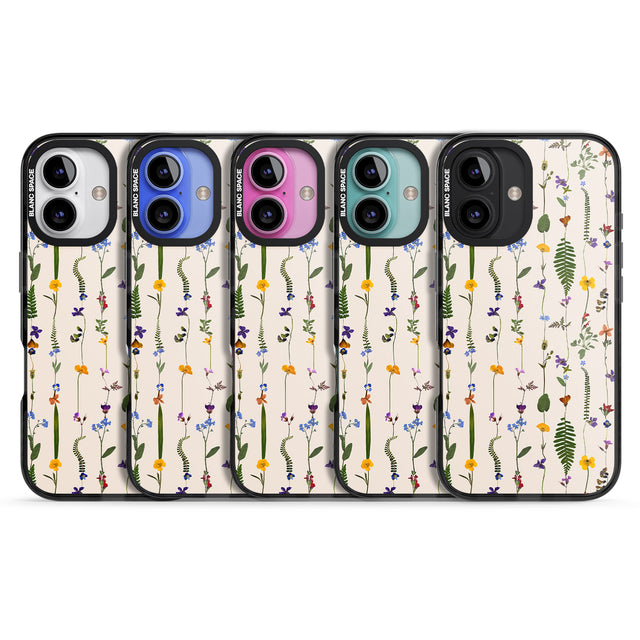 iPhone 16 Pro Max Wildflower Chain Design - Cream Black Impact Phone Case