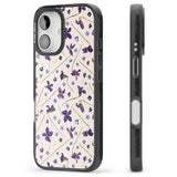 iPhone 16 Pro Max Violet Floral Pattern Design - Cream Black Impact Phone Case