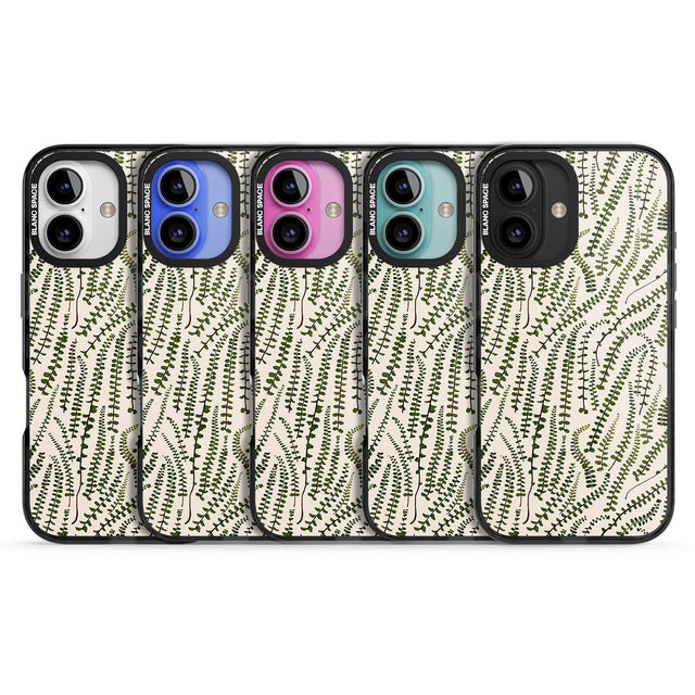 iPhone 16 Pro Max Fern Leaf Pattern Design - Cream Black Impact Phone Case