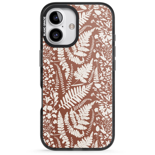 iPhone 16 Pro Max Wildflowers and Ferns on Terracotta Black Impact Phone Case