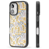 iPhone 16 Pro Max Yellow Leaves Transparent Floral Black Impact Phone Case