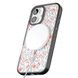 iPhone 16 Pro Max Red Fruits Transparent Floral Black Impact Phone Case