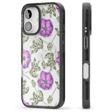 iPhone 16 Pro Max Purple Blossoms Transparent Floral Black Impact Phone Case