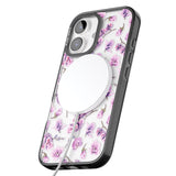 iPhone 16 Pro Max Purple Orchids Transparent Floral Black Impact Phone Case