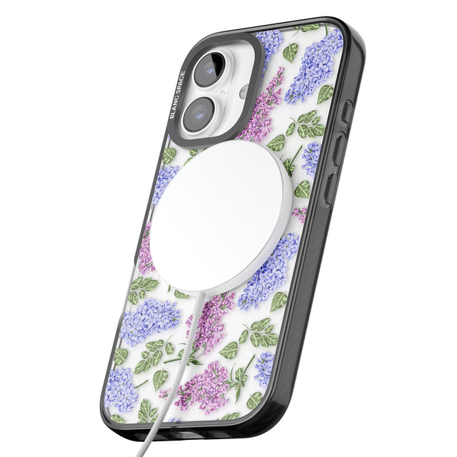 iPhone 16 Pro Max Purple Blossoms Transparent Floral Black Impact Phone Case