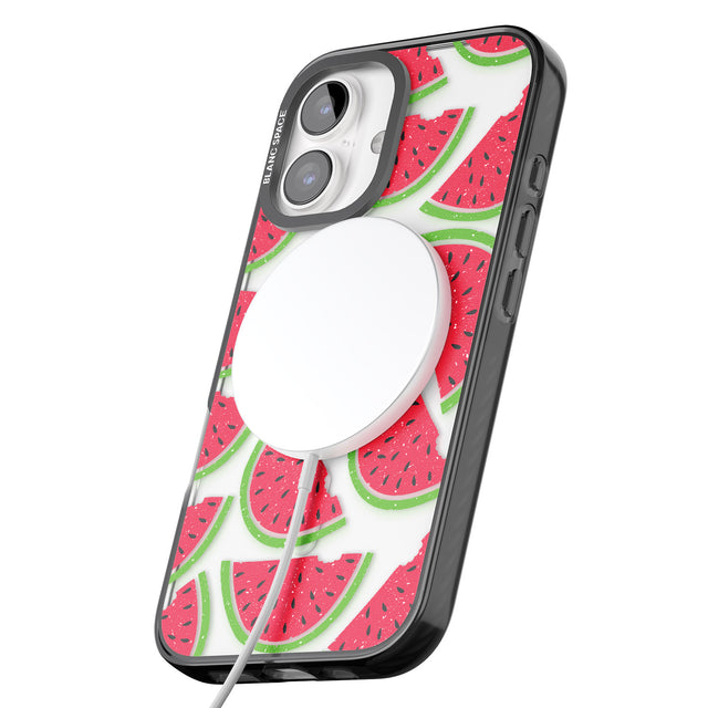 iPhone 16 Pro Max Watermelon Pattern Black Impact Phone Case