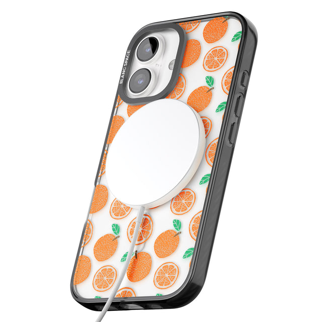 iPhone 16 Pro Max Orange Pattern Black Impact Phone Case