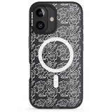 iPhone 16 Pro Max Funky Floral Patterns White on Clear Black Impact Phone Case