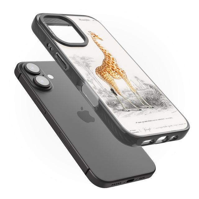 iPhone 16 Pro Max Vintage Girafe Art Black Impact Phone Case