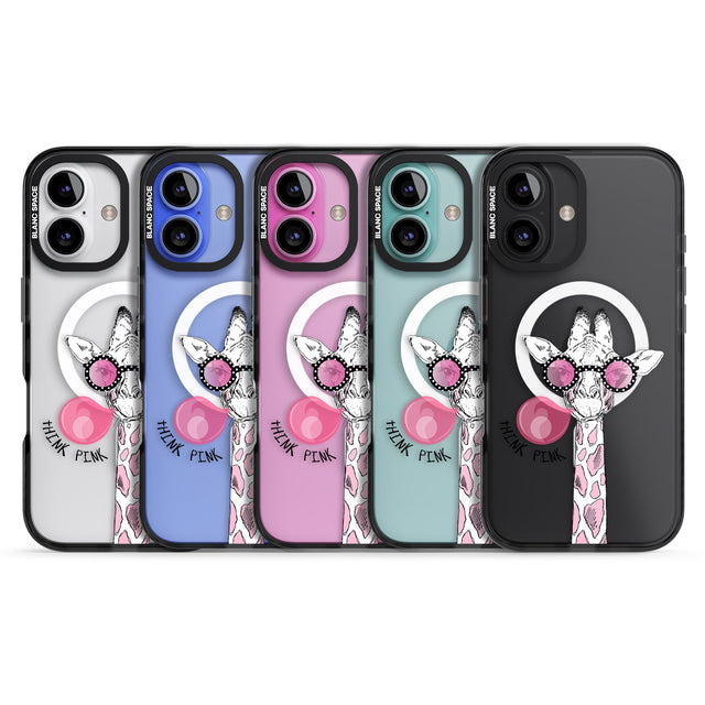 iPhone 16 Pro Max Think Pink Giraffe Black Impact Phone Case