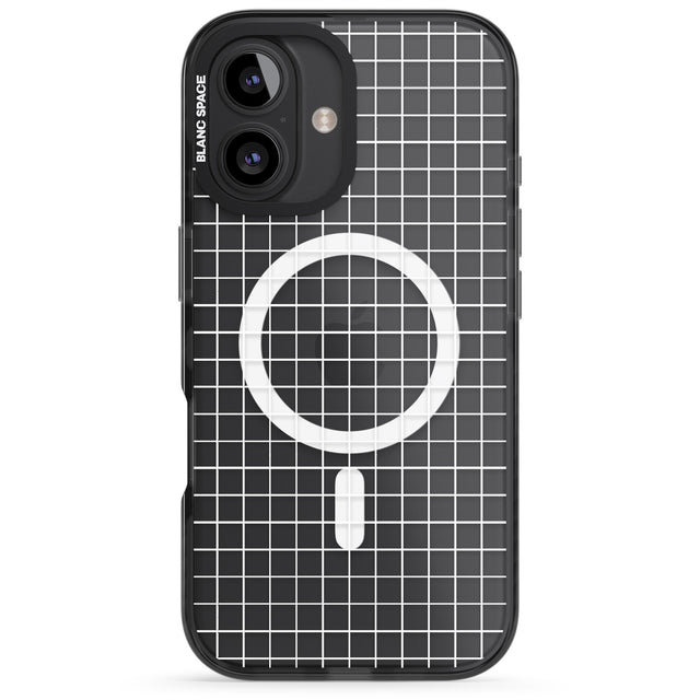 iPhone 16 Pro Max Simplistic Small Grid Designs White (Transparent) Black Impact Phone Case