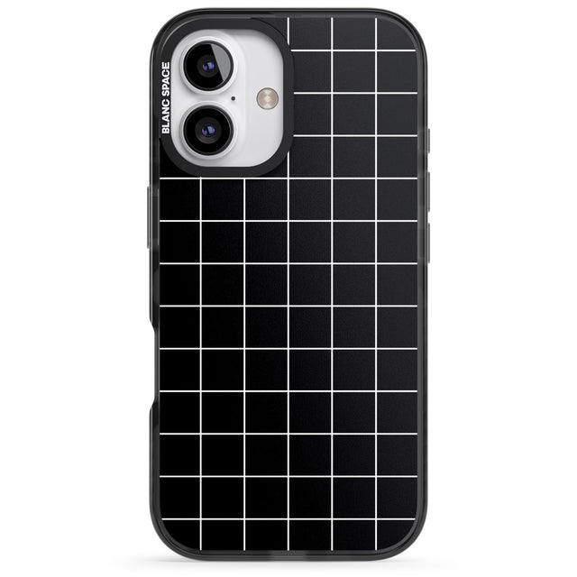 iPhone 16 Pro Max Simplistic Large Grid Pattern Black Black Impact Phone Case