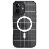 iPhone 16 Pro Max Simplistic Large Grid Pattern White (Transparent) Black Impact Phone Case