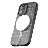 iPhone 16 Pro Max Simplistic Large Grid Pattern White (Transparent) Black Impact Phone Case