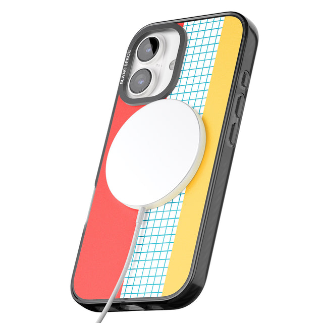 iPhone 16 Pro Max Abstract Grid Red, Blue, Yellow Black Impact Phone Case