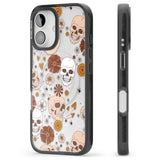 iPhone 16 Pro Max Halloween Skulls and Flowers Black Impact Phone Case