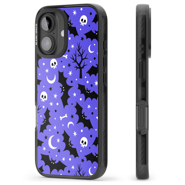 iPhone 16 Pro Max Bats n' Bones Pattern Black Impact Phone Case