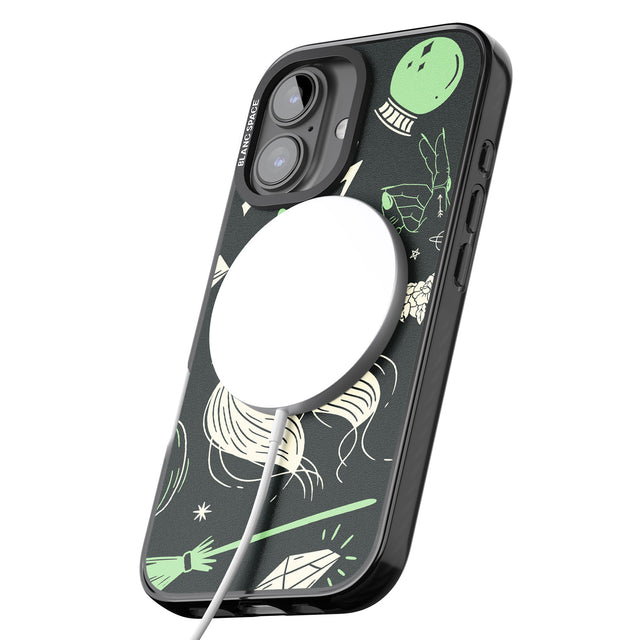 iPhone 16 Pro Max Astrology Witch Pattern Black Impact Phone Case