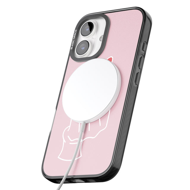 iPhone 16 Pro Max Pink Finger Heart Black Impact Phone Case