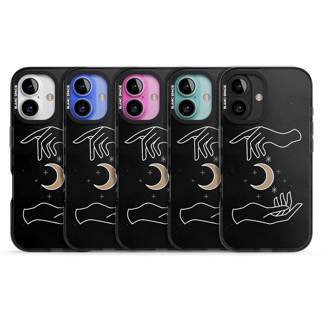 iPhone 16 Pro Max Hands Surrounding Moon Black Impact Phone Case