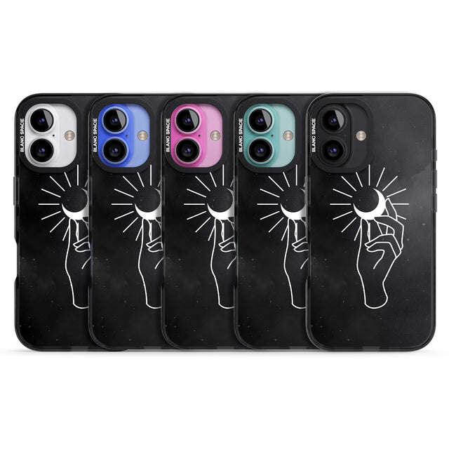 iPhone 16 Pro Max Hand Holding Moon Black Impact Phone Case