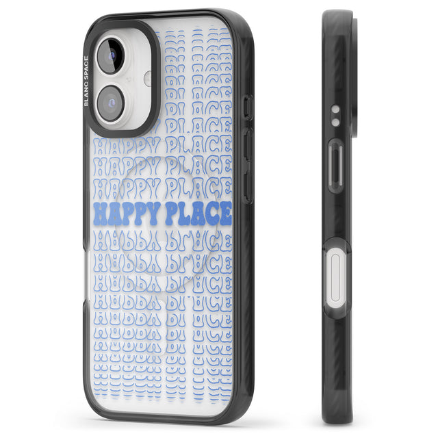 iPhone 16 Pro Max Happy Place (Blue) Black Impact Phone Case + Magsafe