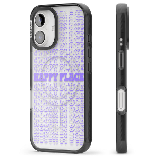 iPhone 16 Pro Max Happy Place (Purple) Black Impact Phone Case + Magsafe