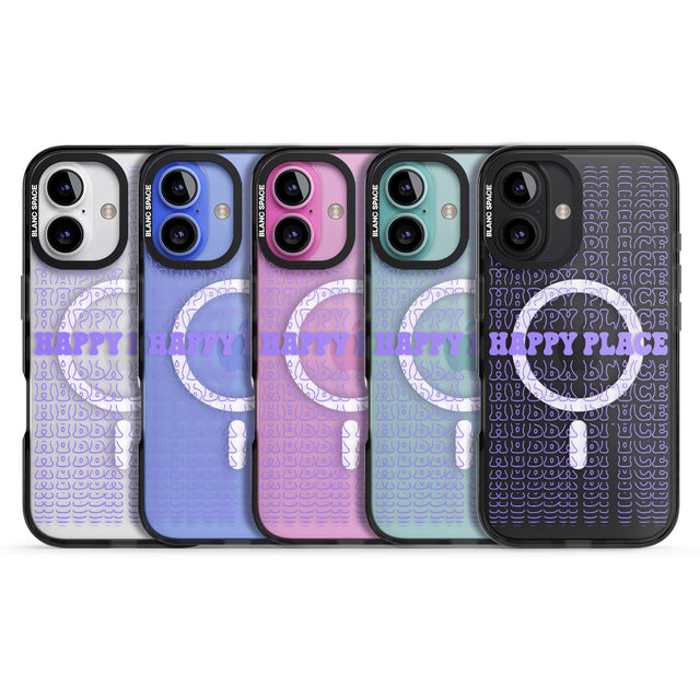 iPhone 16 Pro Max Happy Place (Purple) Black Impact Phone Case + Magsafe