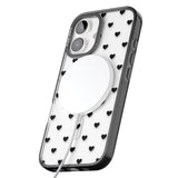 iPhone 16 Pro Max Small Heart Pattern: White & Black Impact Phone Case