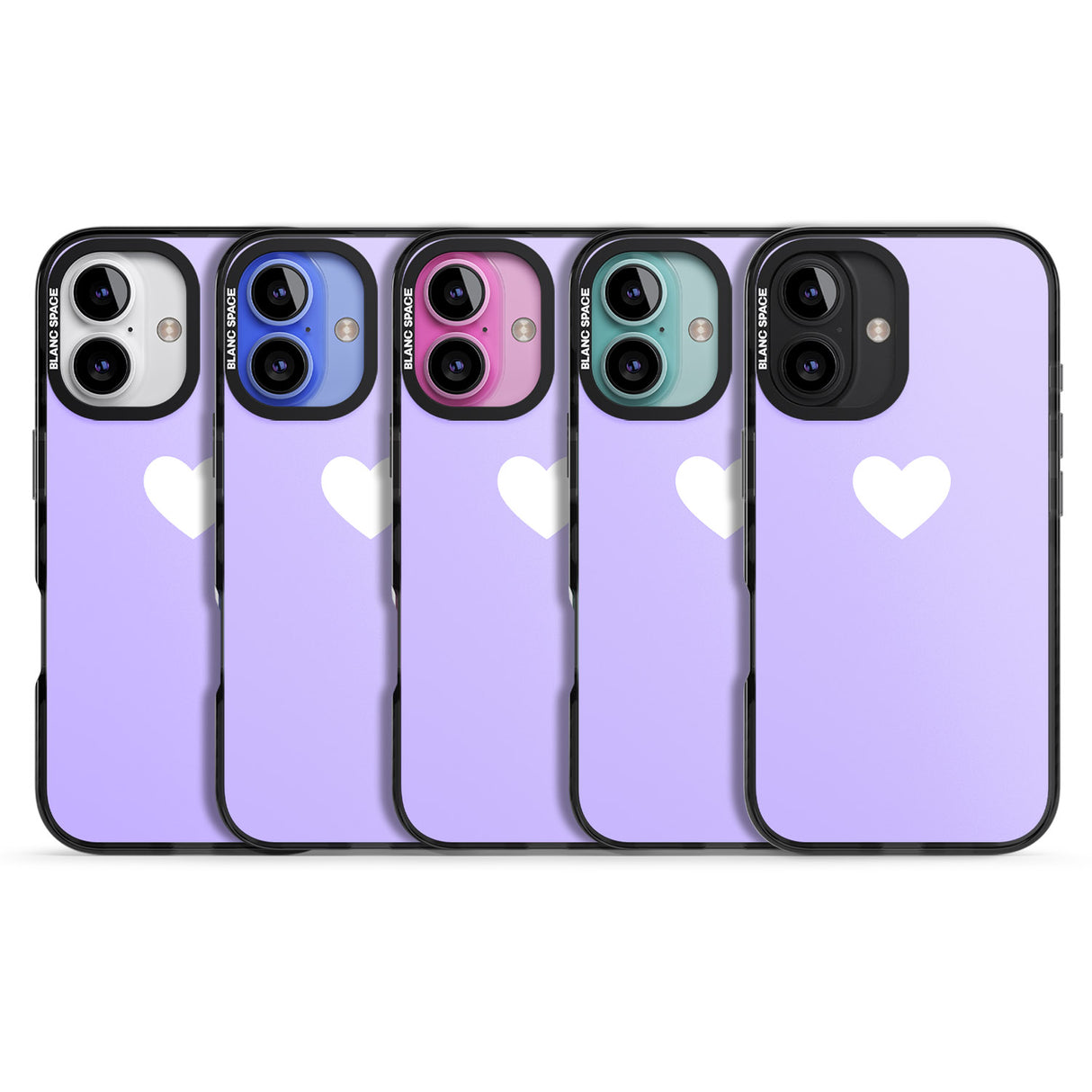 iPhone 16 Pro Max Single Heart White & Pale Purple Black Impact Phone Case