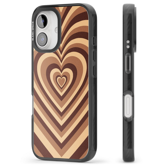 iPhone 16 Pro Max Latte Heart Illusion Black Impact Phone Case