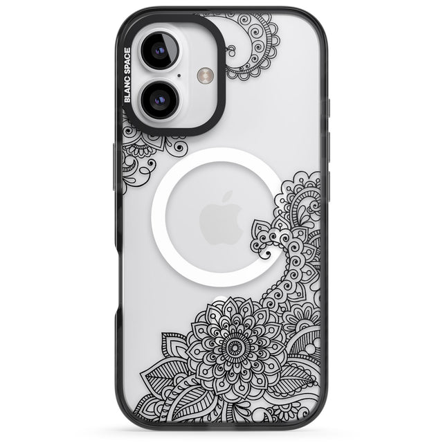 iPhone 16 Pro Max Black Henna Botanicals Black Impact Phone Case