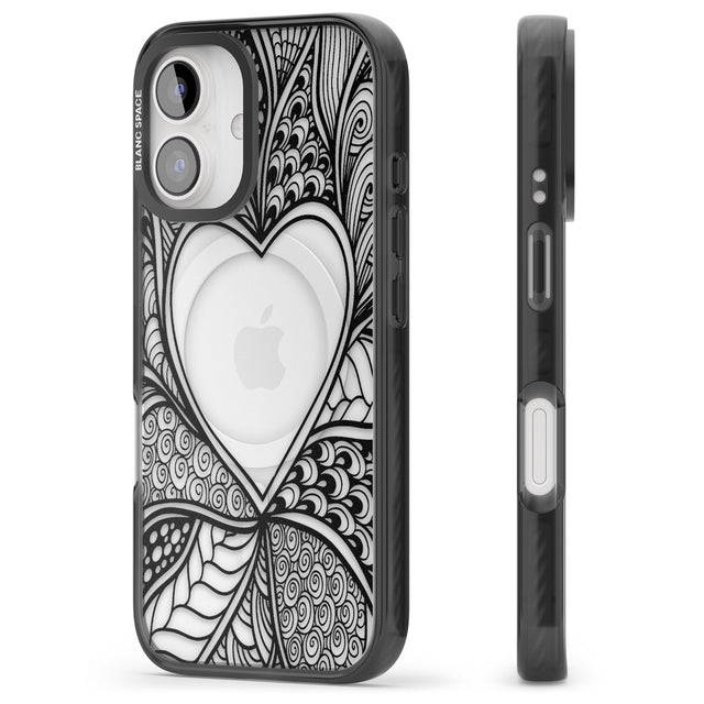 iPhone 16 Pro Max Black Henna Heart Black Impact Phone Case