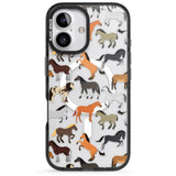 iPhone 16 Pro Max Horse Pattern Black Impact Phone Case