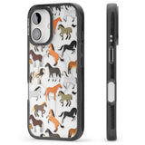 iPhone 16 Pro Max Horse Pattern Black Impact Phone Case