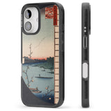 iPhone 16 Pro Max Vintage Japanese Illustrations Lake At Sunset Black Impact Phone Case