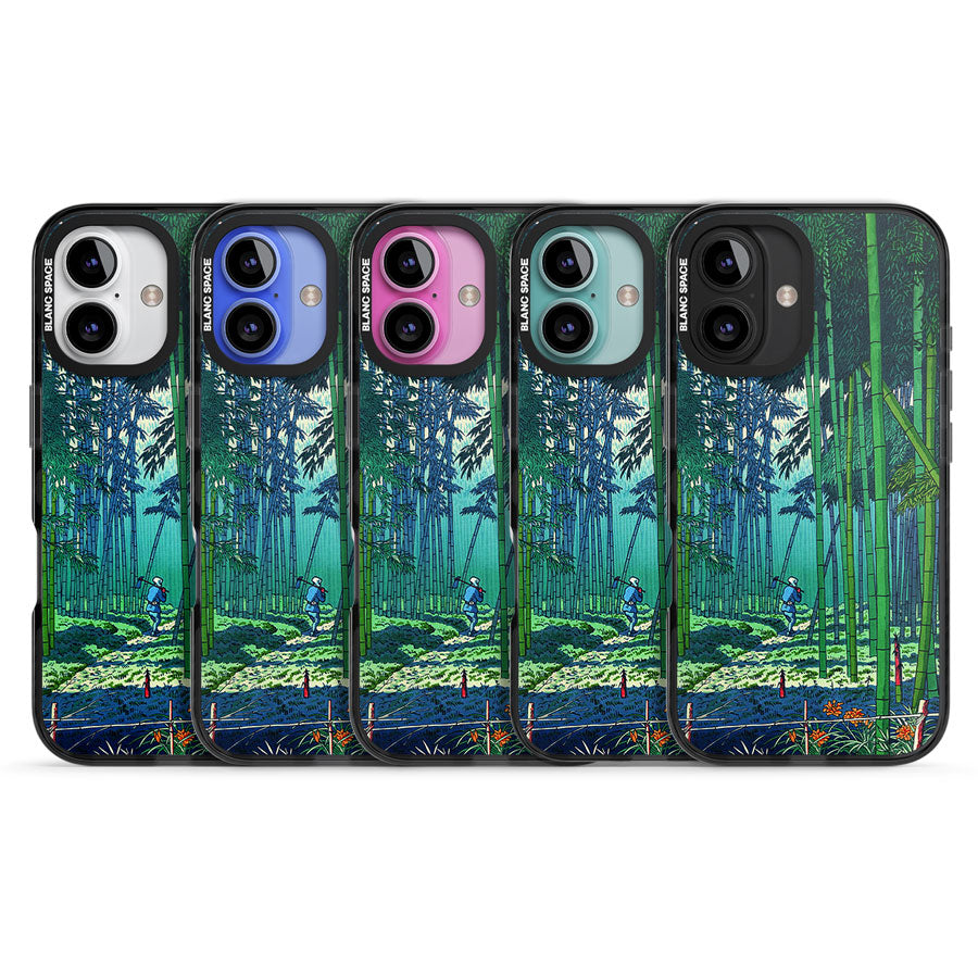 Bamboo Grove of Saga Black Impact Magsafe Phone Case for iPhone 16, iPhone 16 Plus