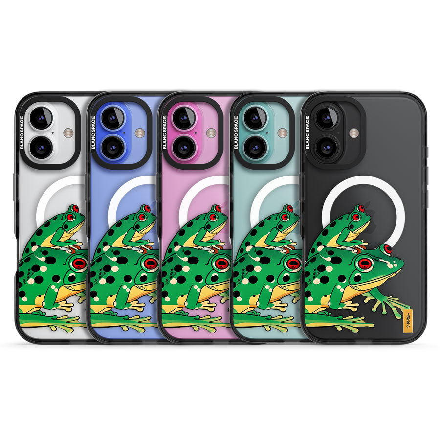 Matsumoto Hoji Frog Green Black Impact Magsafe Phone Case for iPhone 16, iPhone 16 Plus