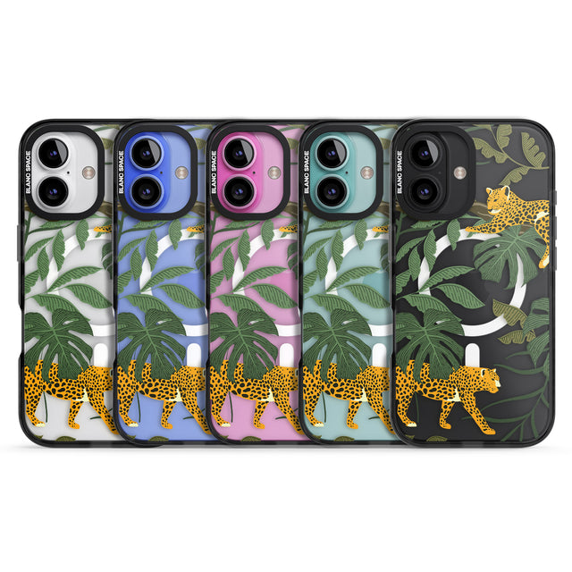 iPhone 16 Pro Max Two Jaguars & Foliage Jungle Cat Pattern Black Impact Phone Case