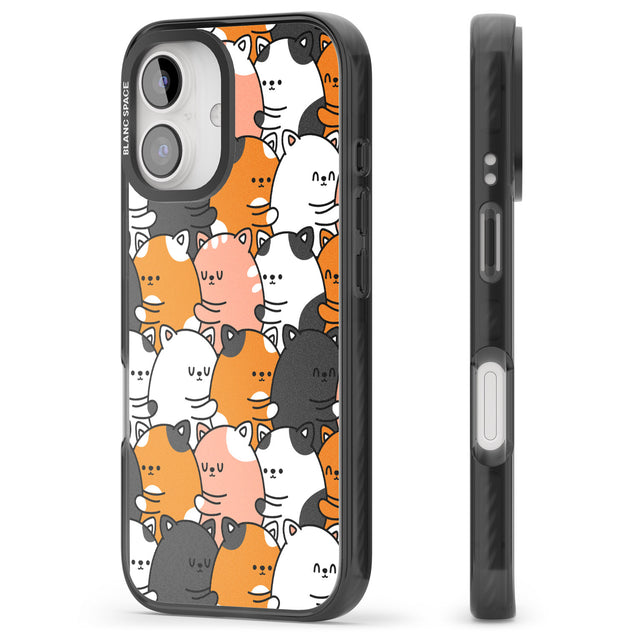 iPhone 16 Pro Max Spooning Cats Kawaii Pattern Black Impact Phone Case